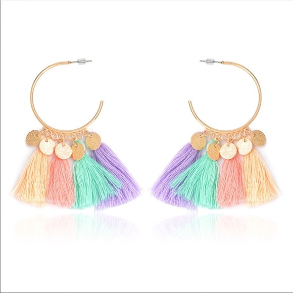 Geometric Tassel Earrings Charm Summer Jewelry - Picture 2 of 3